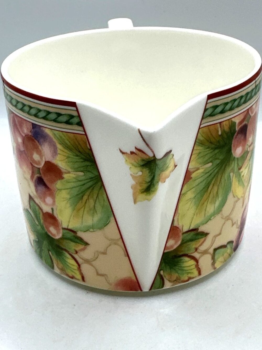 Retired Fitz and Floyd Sonoma Gravy Boat 12 oz Creamer Pitcher Grape Leaf Motif - Picture 6 of 15